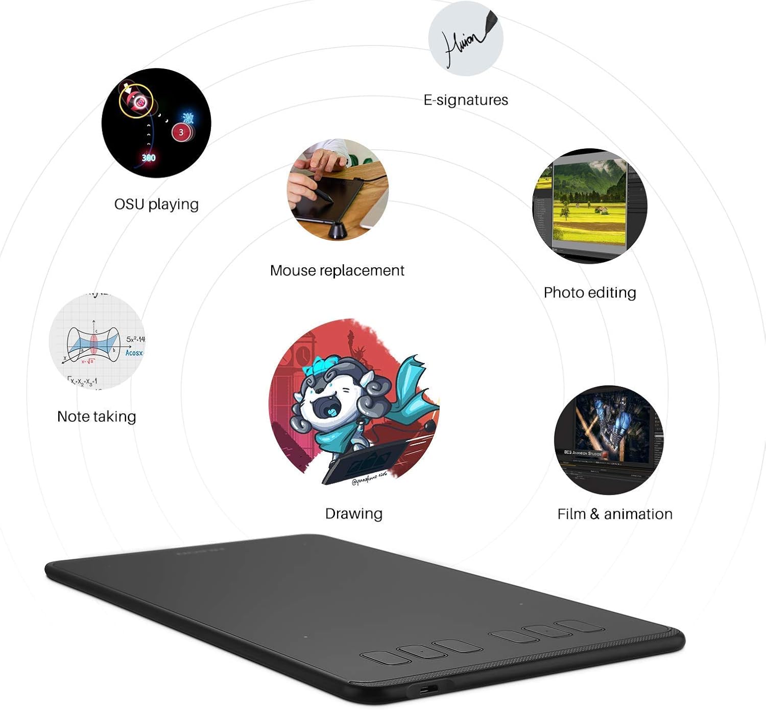 Huion Inspiroy H640P Drawing Tablet Bundle with Artist Drawing Glove for Digital Art, Paint, Design