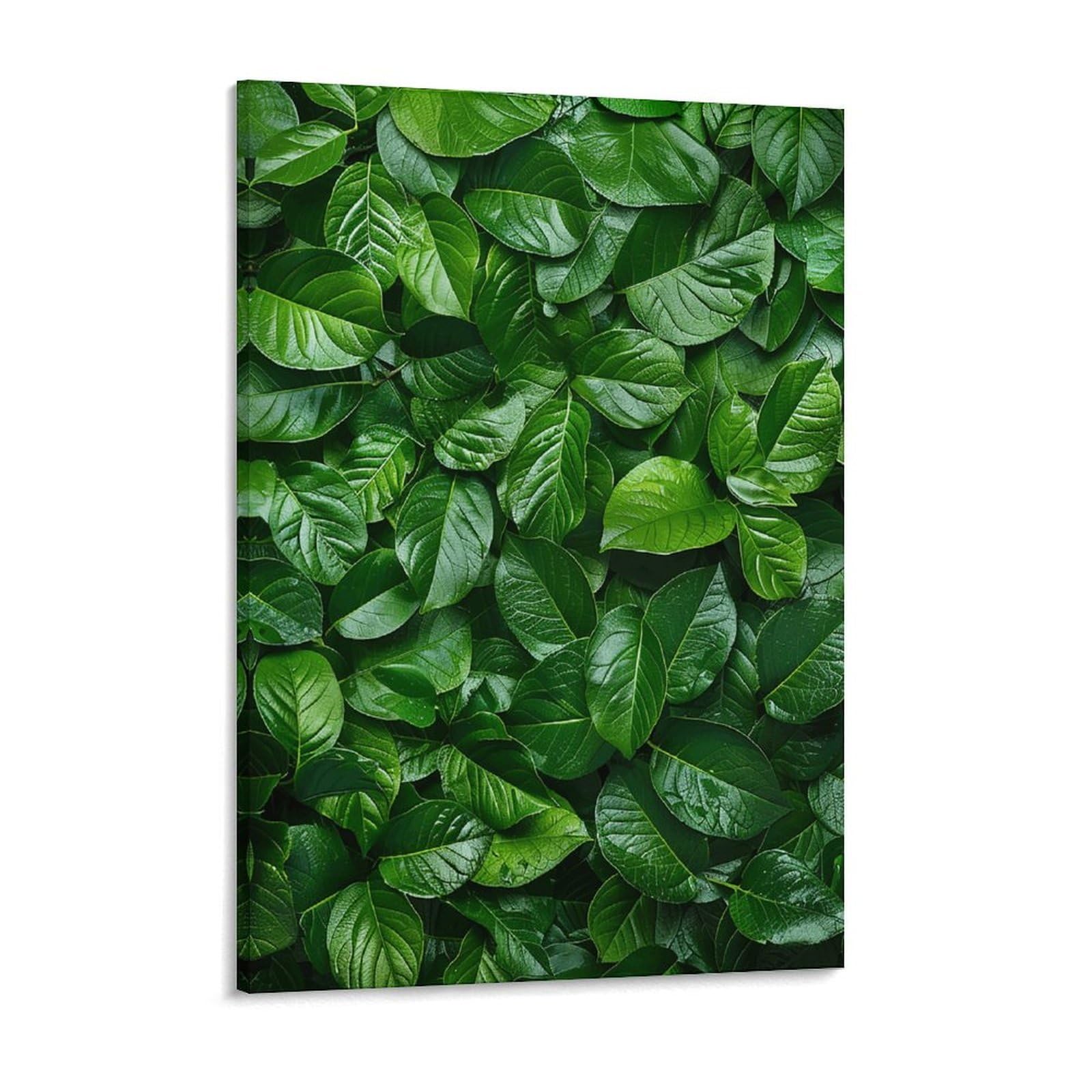 Green Leaves Wall Canvas Wall Art for Bedroom 18x24inch Canvas Prints Artwork for Walls Modern Picture Artwork Painting for Living Room Aesthetic Wall Paintings for Bathroom Kitchen Office De