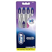 Vista 6 de Oral-B 3D White Deep Stain Remover toothbrushes, 4 Count Toothbrush Soft, Removes 90% of Surface Stains, whitens Teeth, deep Reach, removes Plaque