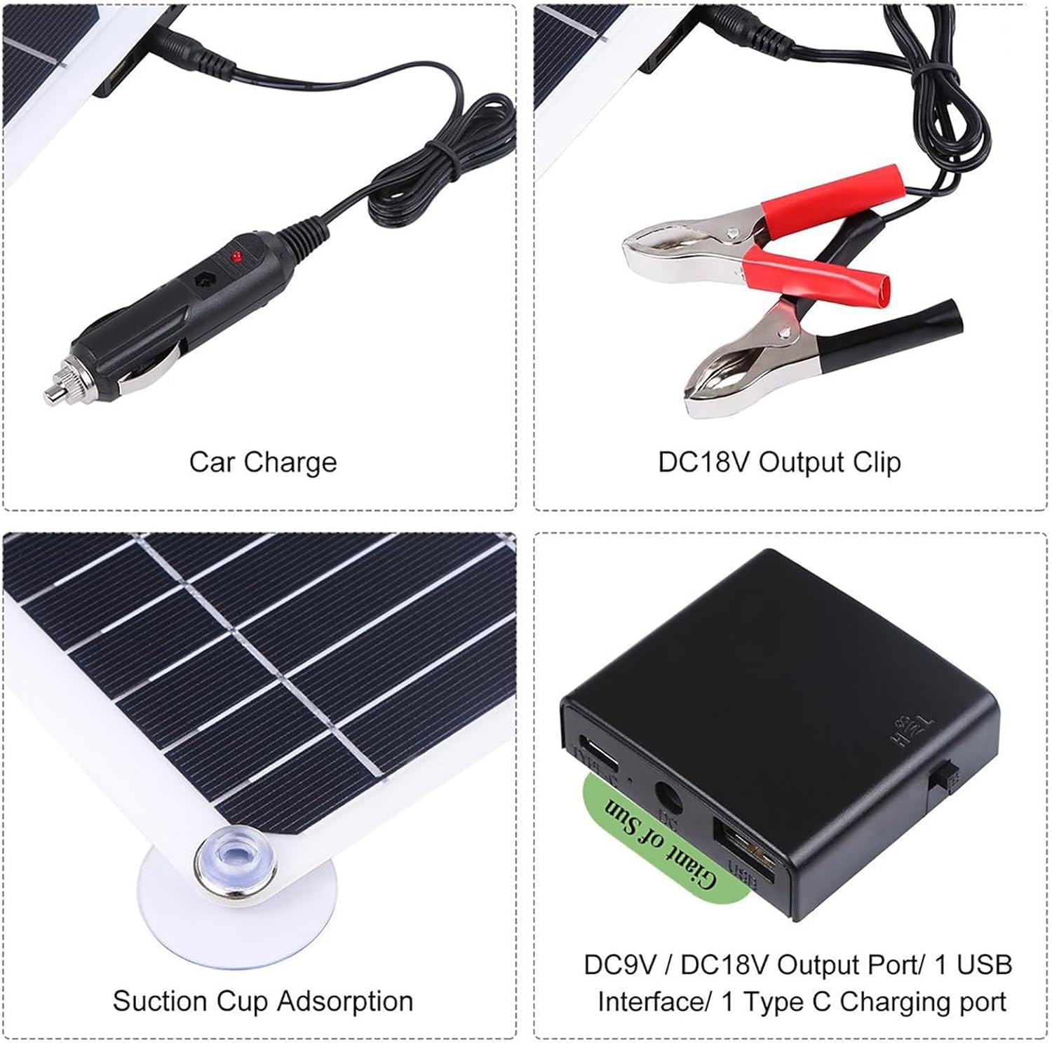 Panel solar monocristalino portátil de 250w 500w con controlador 10a/20a/30a, USB dual, se puede utilizar para carga de batería de 12v/24v, resistente al agua y al polvo, 500w, 10Acontroller
