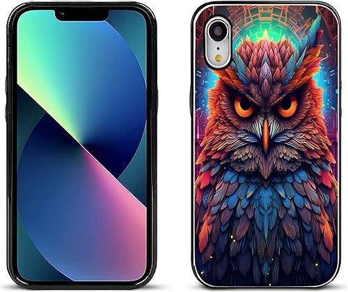 DAFEI Stylish Wallet Case for iPhone Xr with Owl-aa1472 Design - Premium Protection and Functionality Sleek Design Kickstand Feature