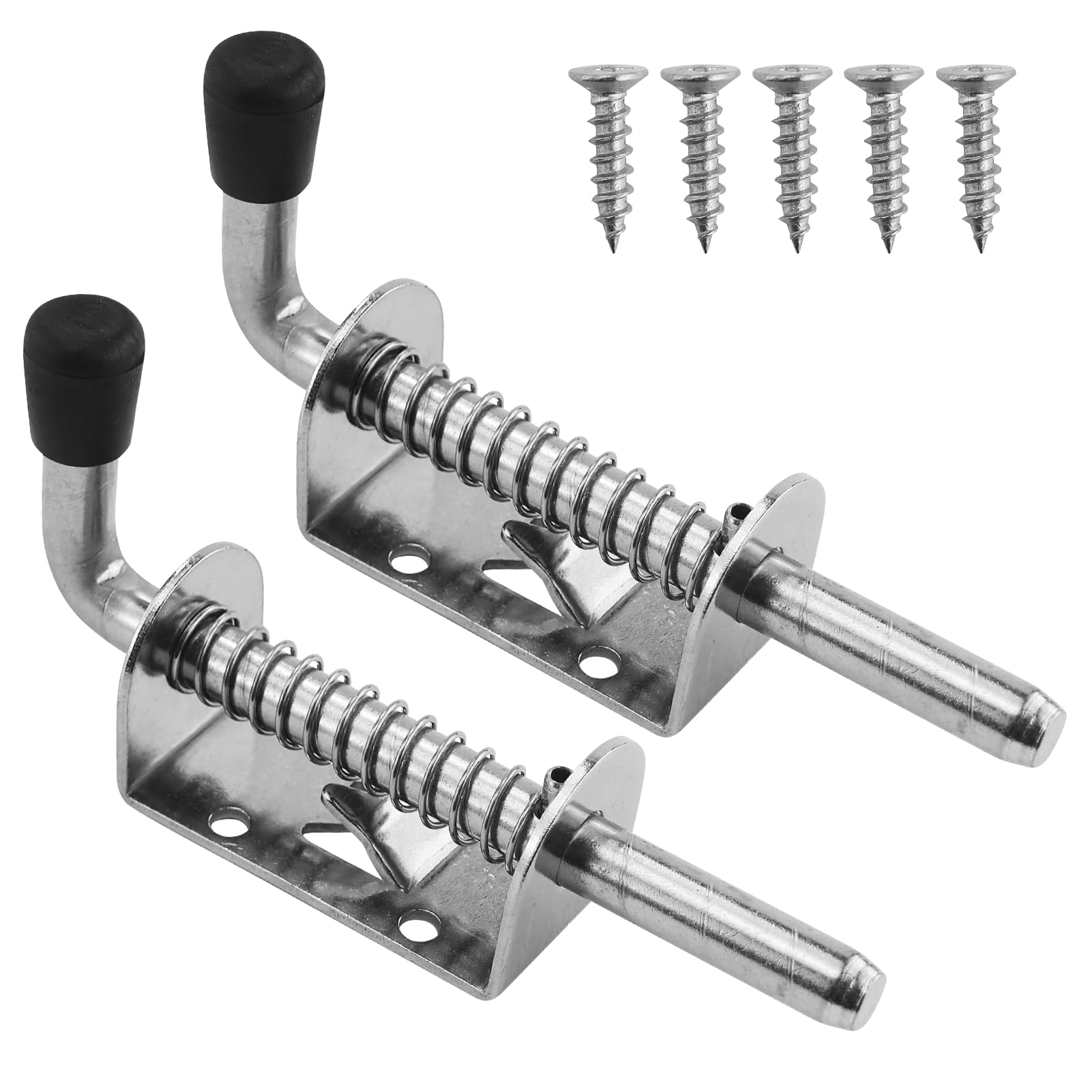 Chiavistello, 2 pezzi Chiavistello a molla in acciaio inox 304, chiavistello con maniglia in gomma, chiavistello scorrevole, chiavistello per portone con molla, chiusura per porta, chiavistello per