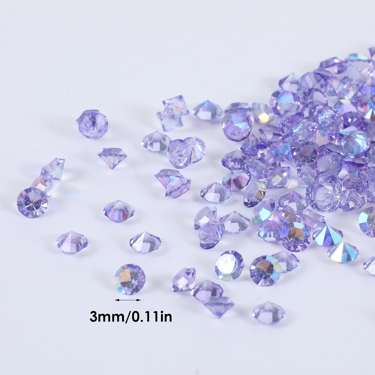 Fake Small Diamond, Acrylic Diamonds Crystal Beads Vase Filler for Table Scatter, Party Favor, Wedding Decoration, Photography Props, DIY Crafts(Purple Ab,3MM)