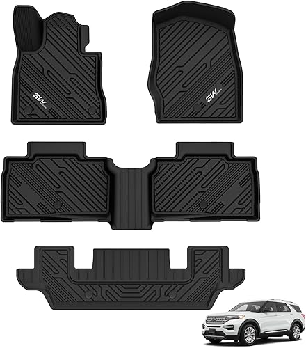 3W Alfombrillas compatibles con Ford Explorer 2020-2023 de 6 pasajeros TPE para todo tipo de clima, accesorios de explorador de ajuste