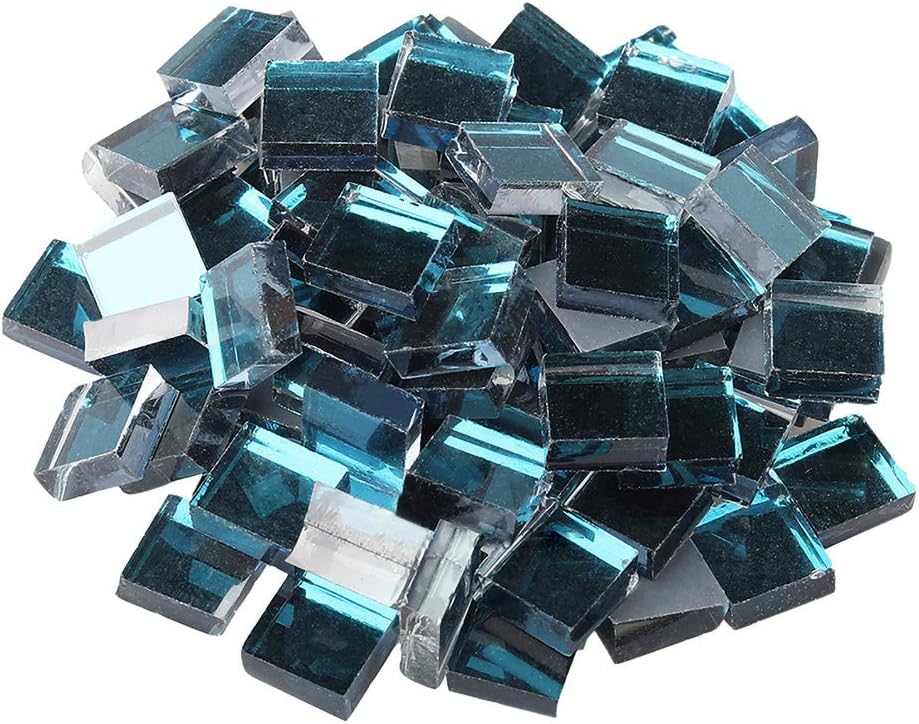 Mosaic Tiles - 100 PiecesGlass Mosaic Pieces, Mosaic Chips, Stained Glass Mosaic, Textured Glass Mosaic, for Decoration, Craft, DIY Art Projects, Square 1x1 cm, Blue-Green