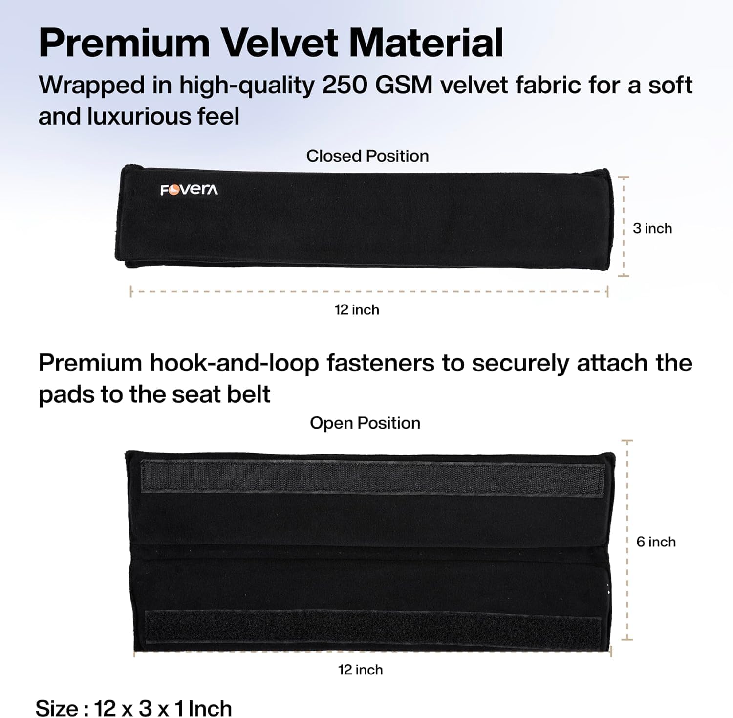 Car Seat Belt Shoulder Pads (Pack of 2) Car Safety Belt Soft Pad Cover for Comfortable Driving, Universal Fit for All Cars and Backpack (Black Color, 12 Inch Length)