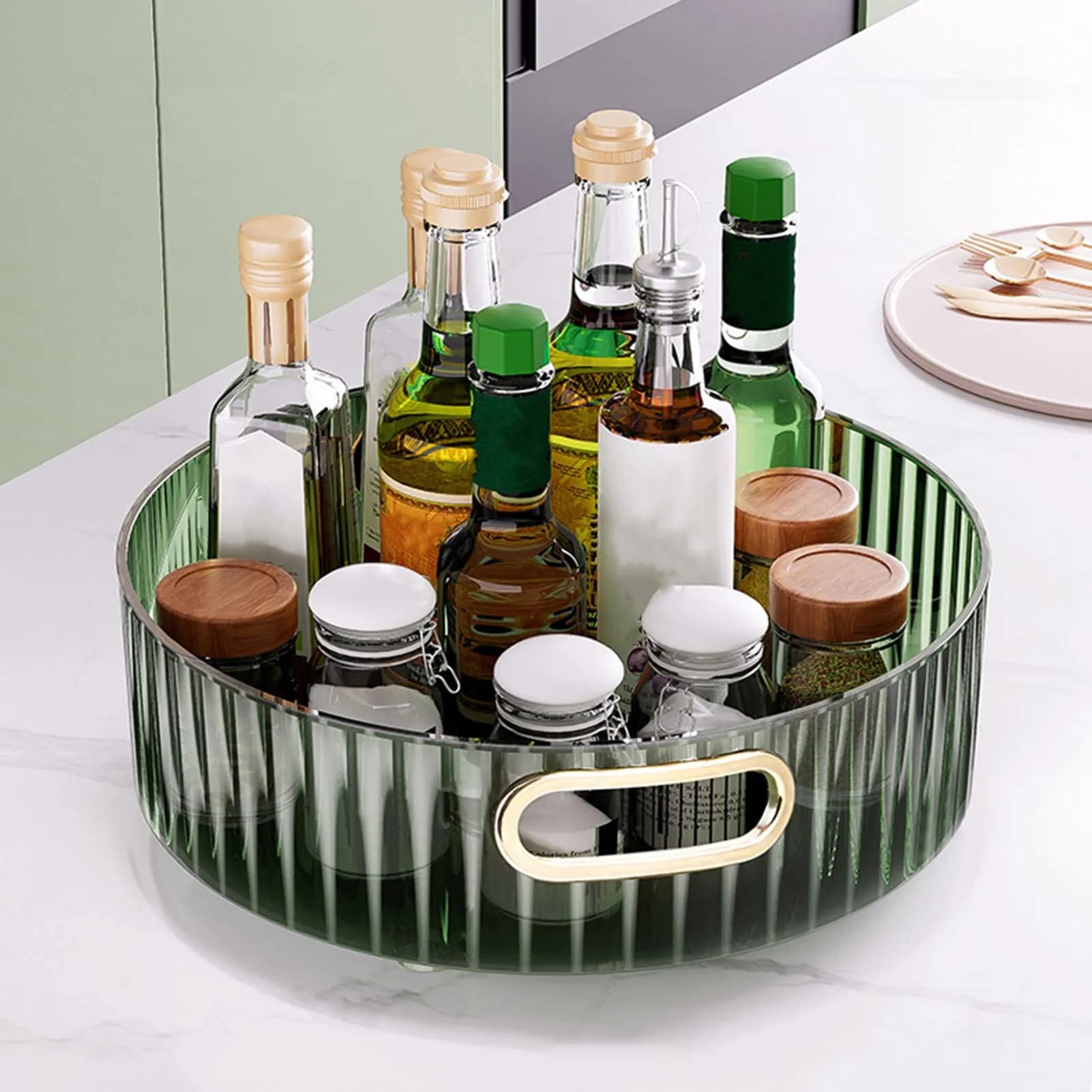 Rotating Makeup Organizer, Luteti Lazy Susan Cosmetic Organizer 360 Rotating, Round Turnable Storage for Make Up, Kitchen, Cosmetic, Perfume Organizer