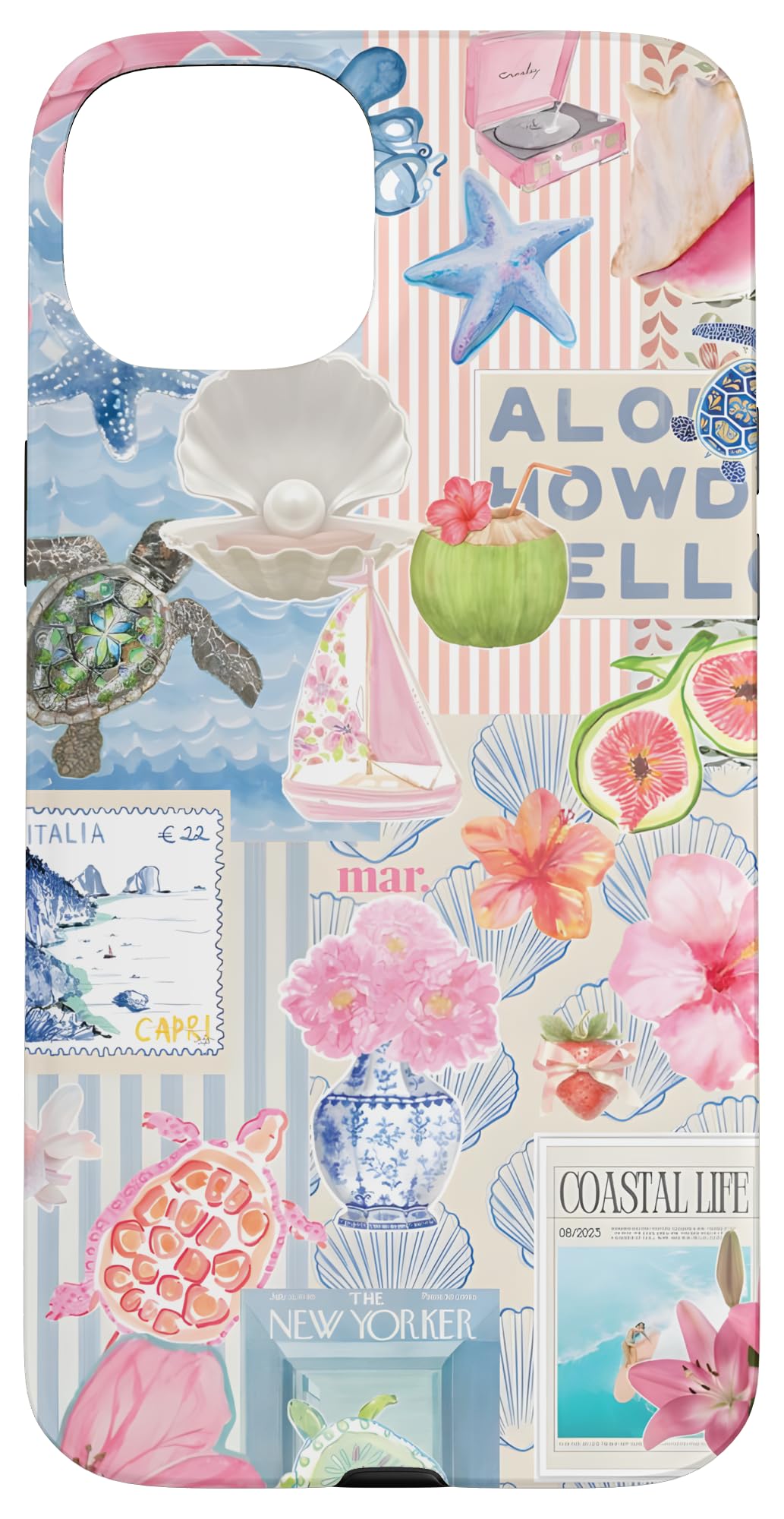Beachy Blue Coquette Coastal Collage Preppy Cute Aesthetic Case for iPhone 15 Plus