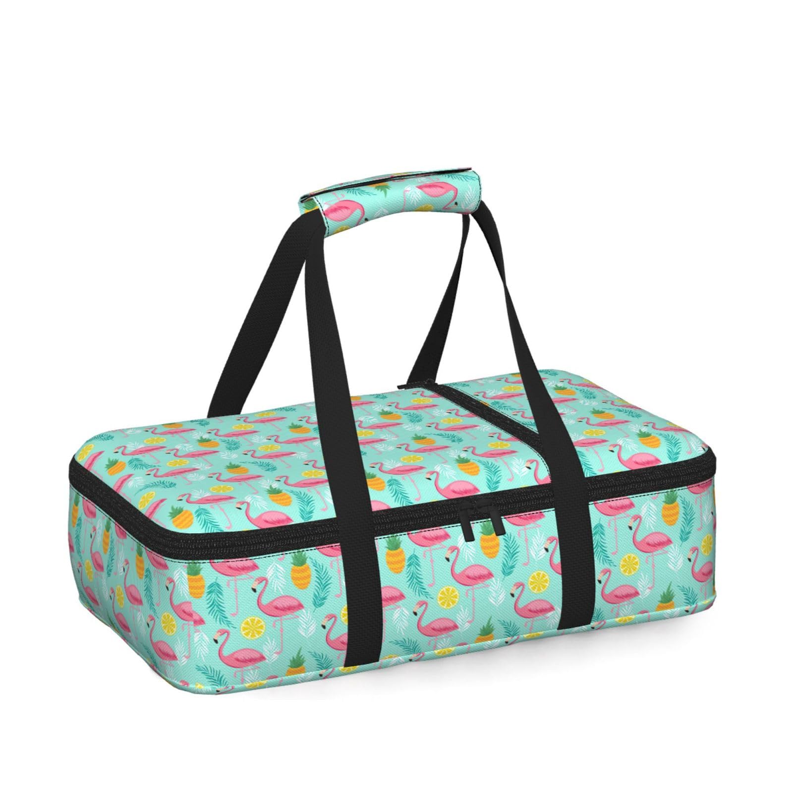 Flamingo Print Insulated Thermal Food Storage Bag Daily Reusable Picnic Tote Lunch Box Home