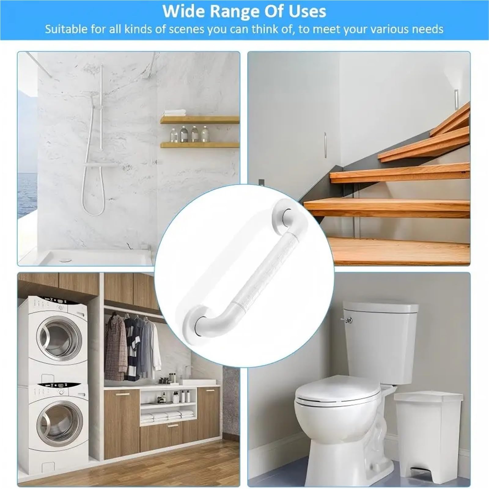 Barra di Sostegno Antiscivolo in Acciaio Inossidabile, 35 cm, corrimano di Sicurezza per Bagno e WC per Anziani e Bambini(2 Pieces)