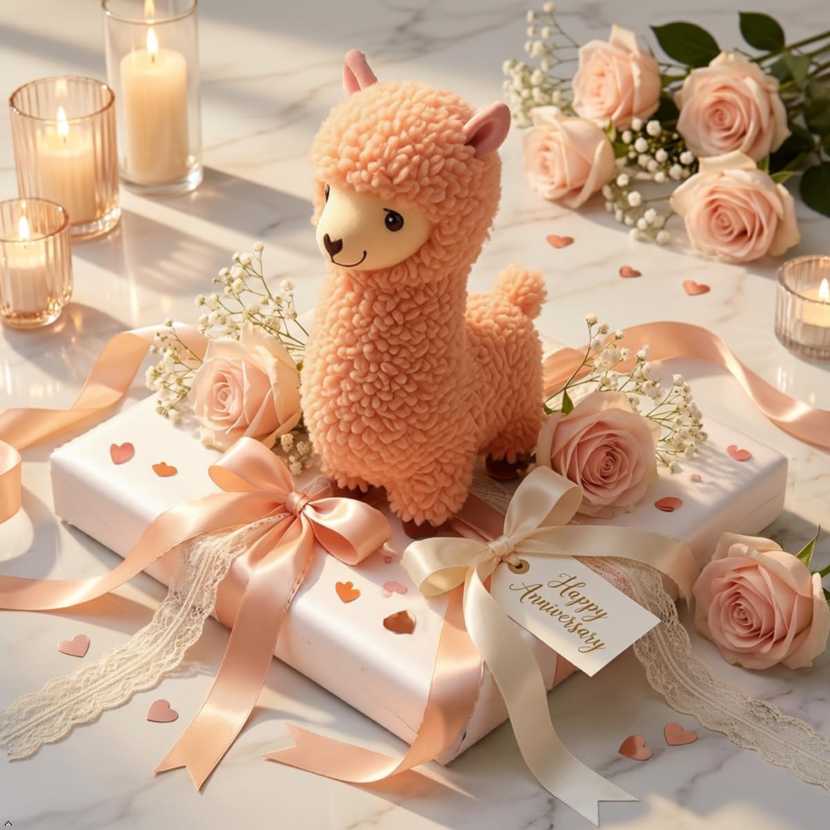 JPORSHU 17Inches Llama Stuffed Animal，Alpaca Plush Toy，Kawaii Llama Soft Pillow Dolls，for Girls Birthday Wedding Anniversary Presents Home Sofa Decor (Brown) image 5