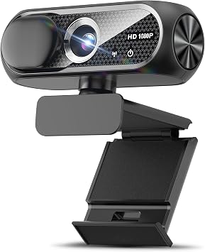 1080P HD Webcam with Microphone, Noise Cancellation, Auto Light Correction, Plug & Play USB Webcam for Laptop, Desktop, PC Black-Gray