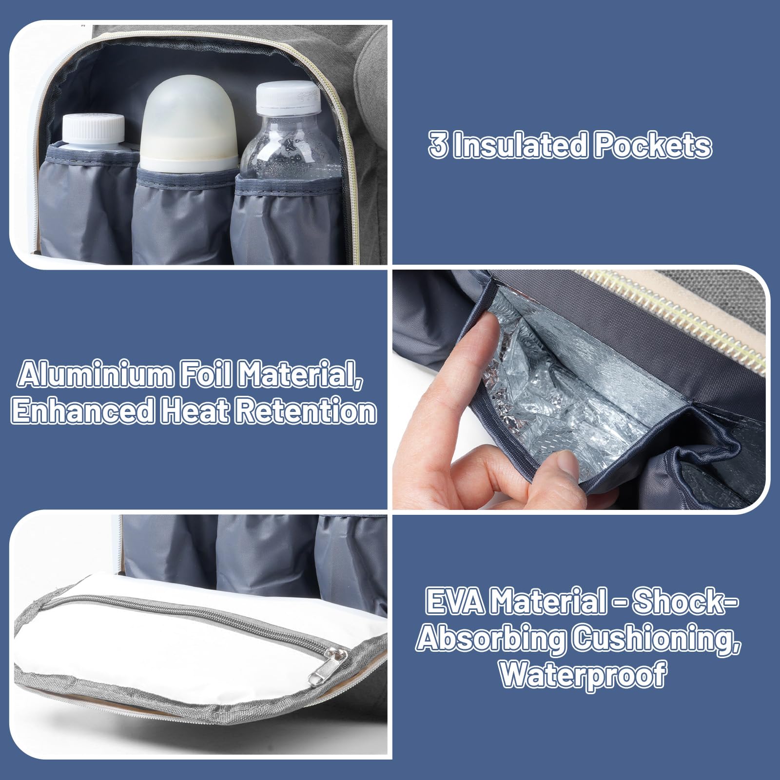 Wickeltasche Rucksack，Wickelrucksack Groß，Multifunktional Diaper Bag mit Mobiler Wickelauflage，Wasserdicht & Leicht，Faltbar Kinderbett，Kinderwagengurte,Babytasche。Baby Wickelrucksack Für Unterweg，Grau