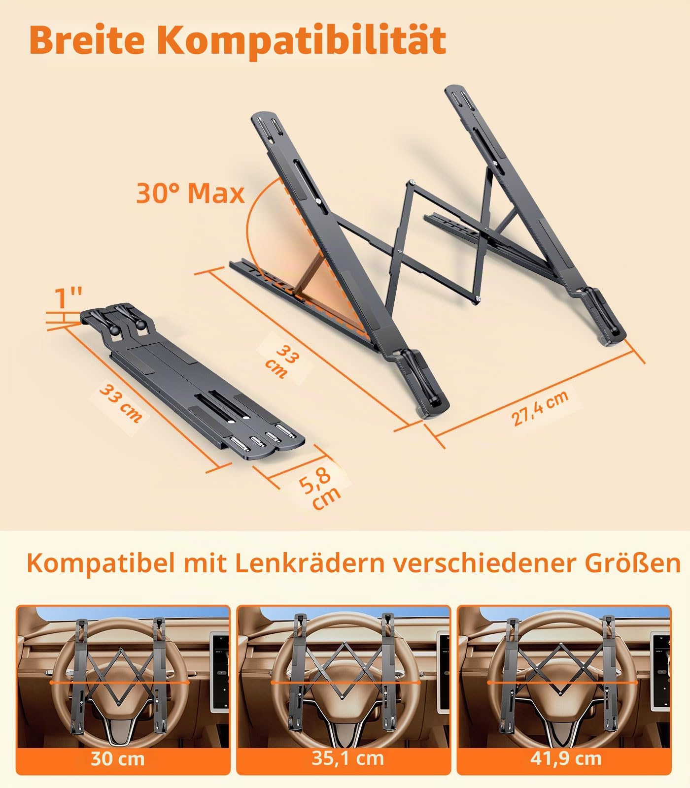 Auto-Laptophalterung, Lenkradablage, höhenverstellbar, Auto-Schreibtisch für Laptop, Computer, Tablet, faltbarer tragbarer Schoß-Laptop-Ständer für Auto, Fahrzeug, Arbeitsplatz, Zubehör, LKW
