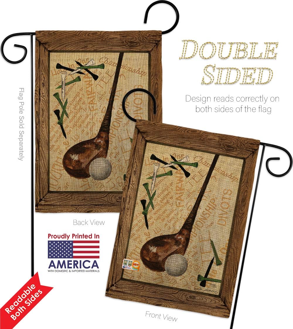 Strike A Golf Ball Burlap Garden Flag Sports 18 Hole Championship Club Entertainment Activity Physical Small Decorative Gift Yard House Banner Double-Sided Made In USA 13 X 18.5
