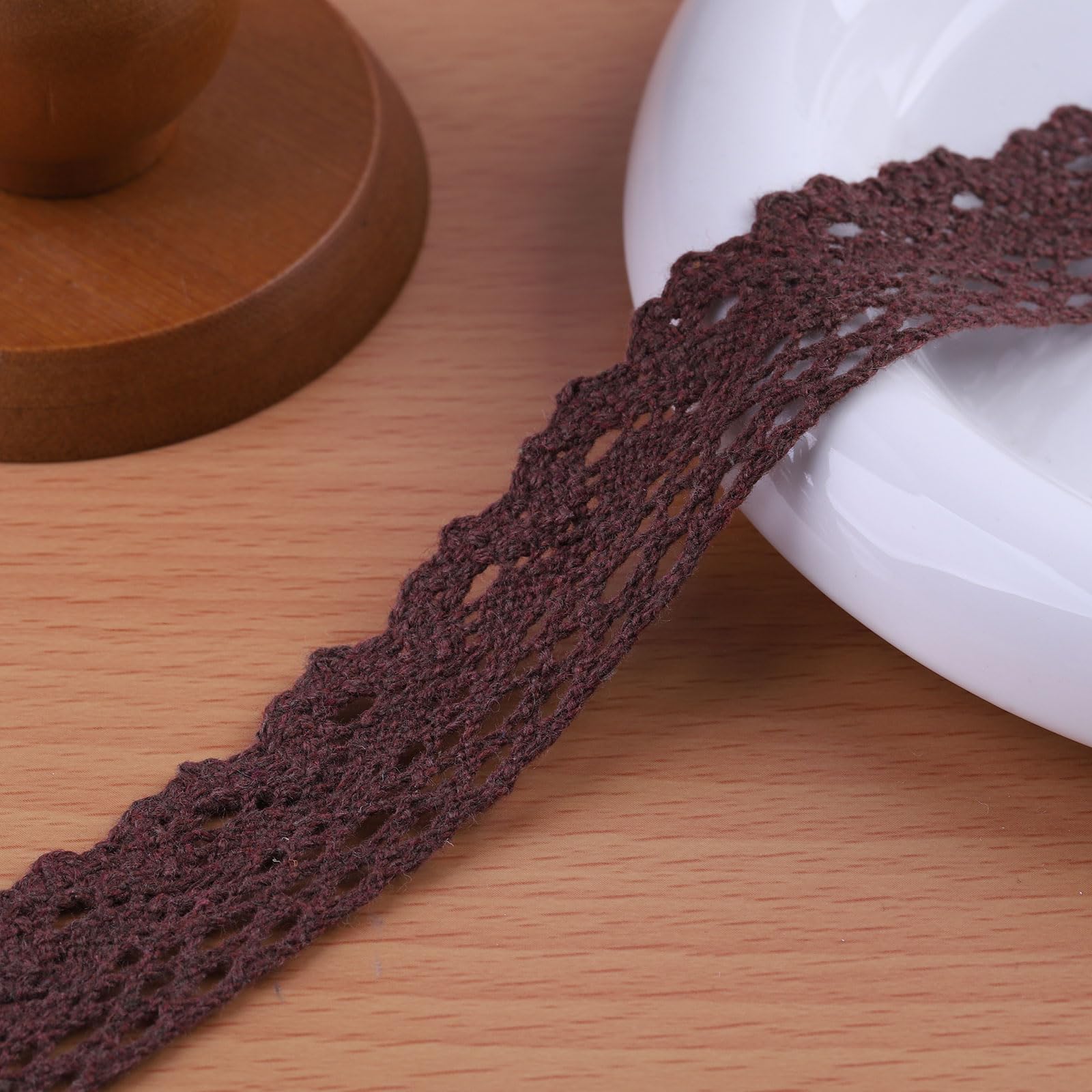 20 Yards x 1 Inch Lace Ribbon Vintage Lace Trim Crochet Cotton Lace Edge for Christmas Package DIY Sewing Wedding Bridal Dress,Costume,Crafts and Sewing (Brown)