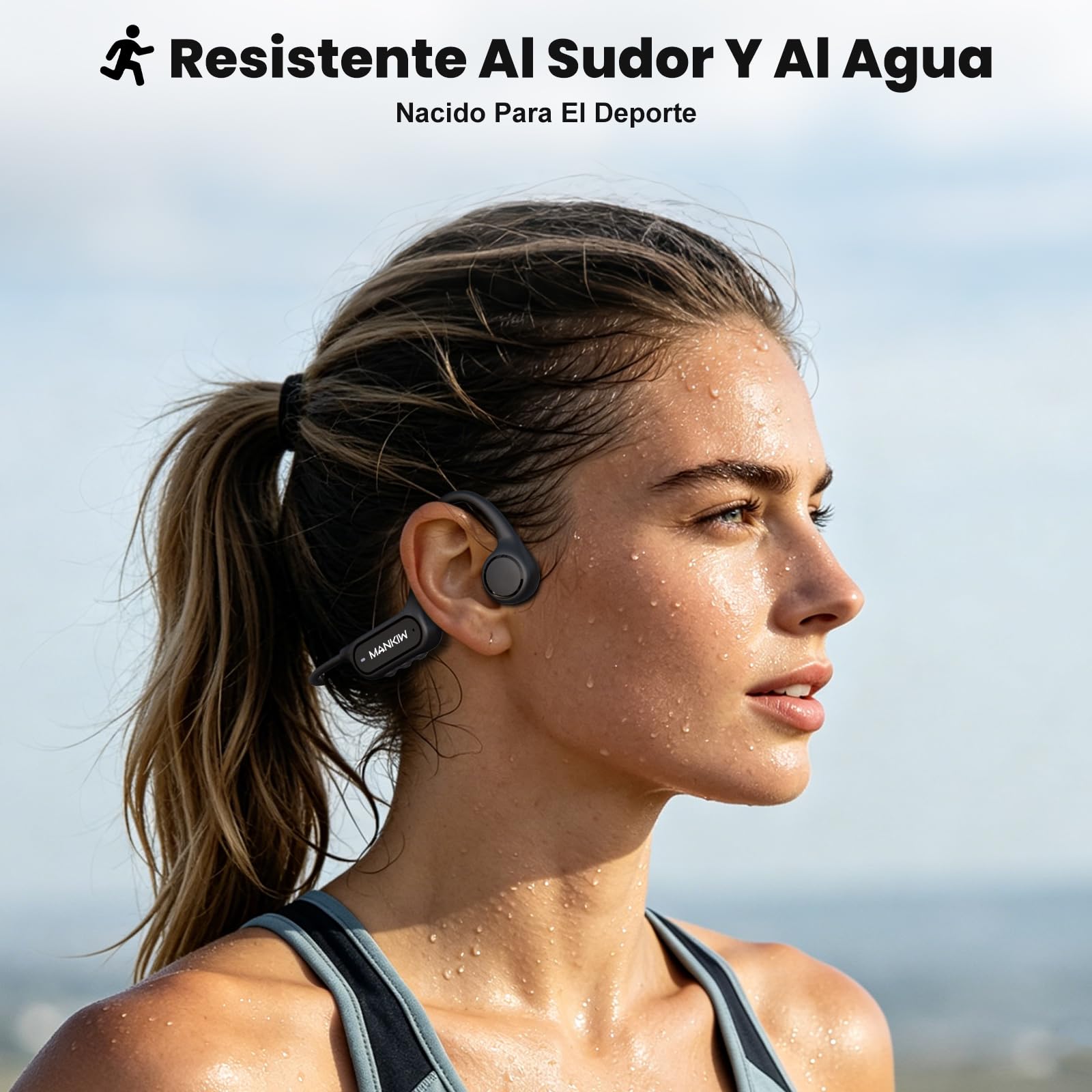 MANKIW Auriculares Natacion IP68 de Conducción Ósea, Auriculares Piscina con MP3 32GB y Bluetooth 5.4, Open Ear Impermeables para Nadar, Running y Deporte