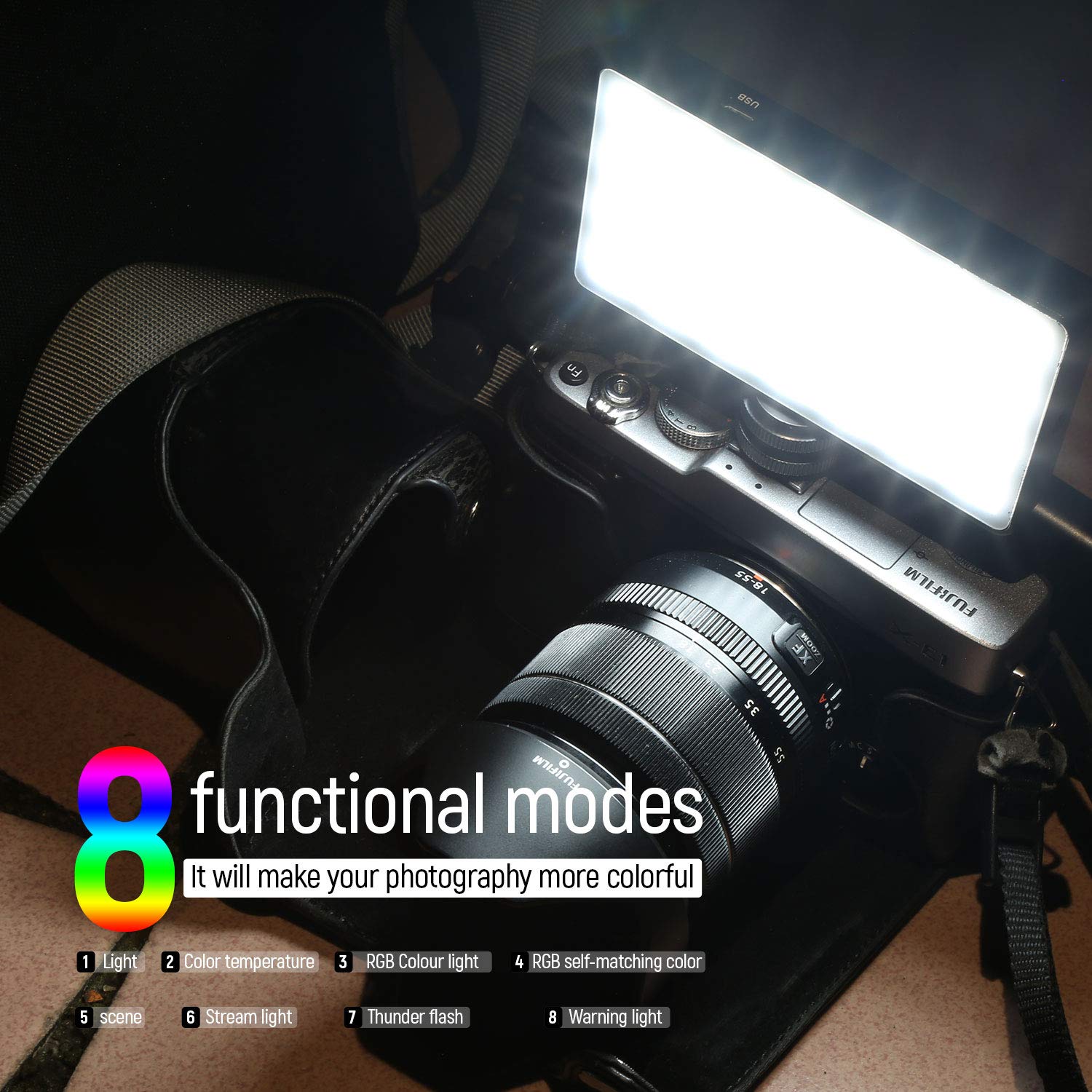 VILTROX Weeylite RB08P RVB LED Vidéo Lumière Réglable Bi-Couleur 2500K ~ 8500K Caméra Éclairage pour DSLR Studio Photographie