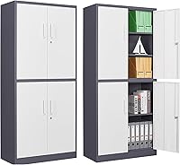 Vista 15 de Letaya Armarios de Almacenamiento de Metal con Cerradura, Pequeños Armarios de Acero con 2 Puertas y Estantes Ajustables para Hogar, Oficina, Negro