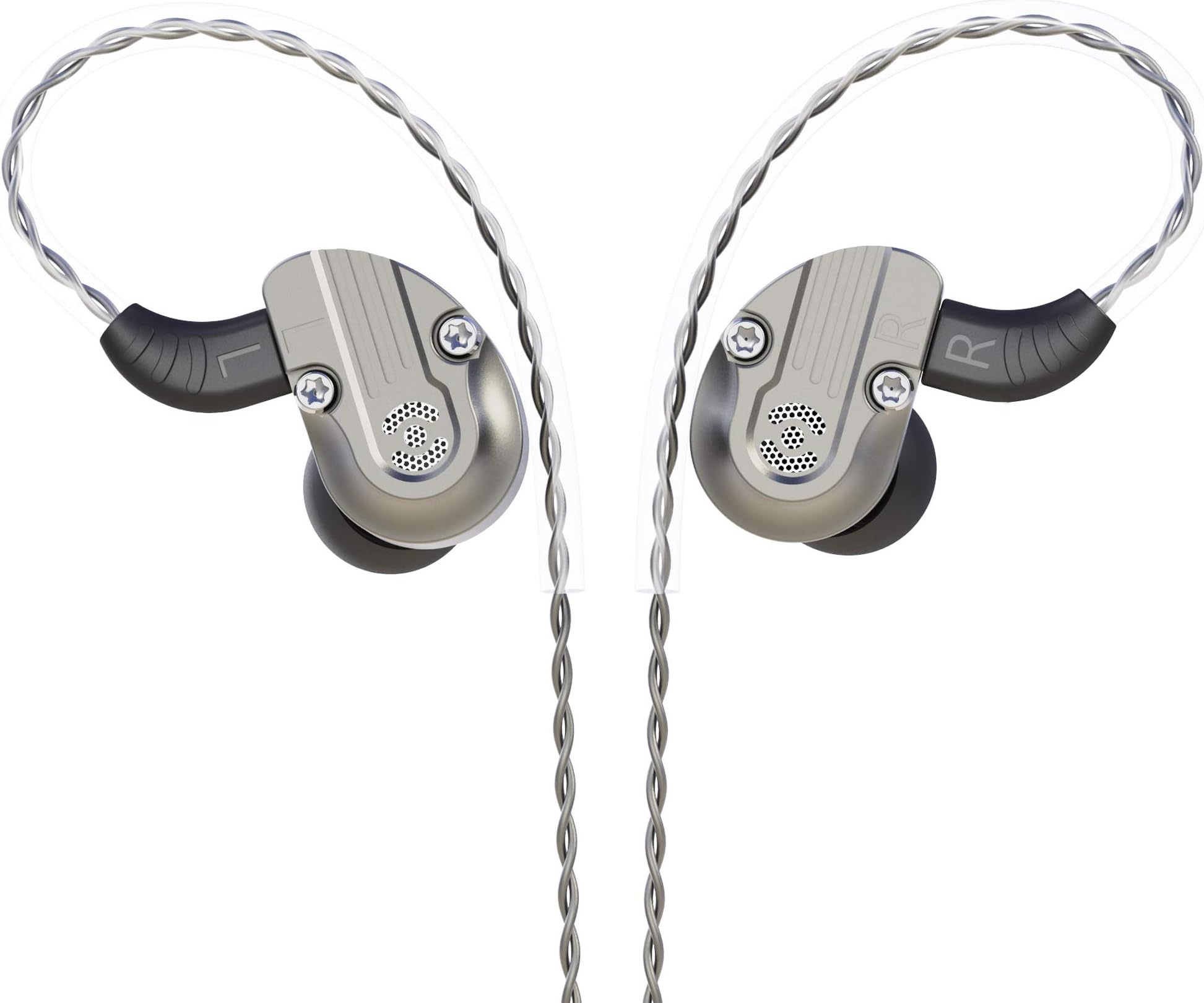 RevoNext NEX202 in Ear Monitor,Dual Driver 1DD+1BA Aluminum Alloy Shell Wired Earbuds with 0.78mm 2Pins 3.5mm Plug Upgraded Detachable Cables(no mic, Gun Color)