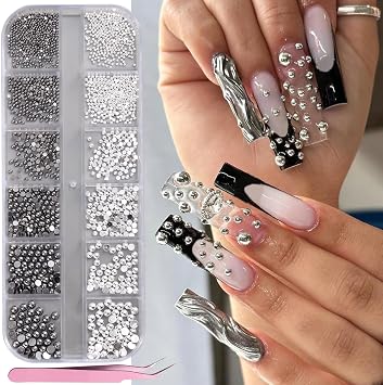 Fcozpjk Black Silver Caviar Nail Beads, Half Round Flatback Metal Pearls