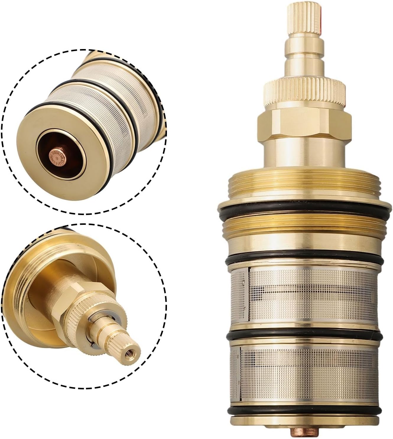 Brass Thermostatic Cartridge, Brass Replacement Shower Cartridge,20-48℃ Bath Mixer Tap Shower Valve Bar Cartridge, Constant Temperature Control Spool
