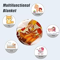 Vista 6 de Neatee Living Manta decorativa de otoño pequeña para niños, manta naranja de Acción de Gracias, calabaza de otoño para niñas y niños, ligera