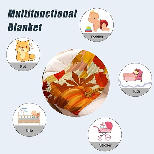 Miniatura 6 de Neatee Living Manta decorativa de otoño pequeña, manta de otoño para bebé, naranja, Acción de Gracias, otoño, calabaza, bebé, mascota, ligera,