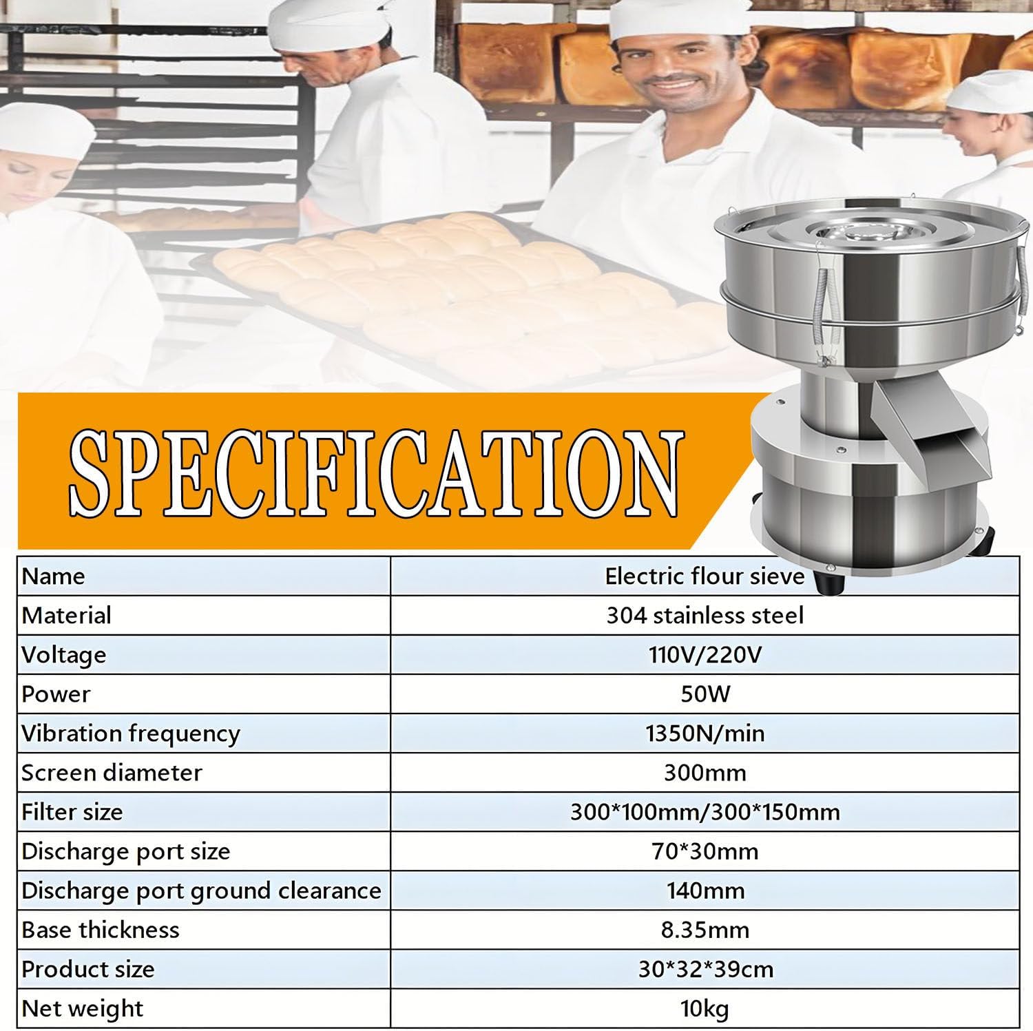 Electric Vibrating Sifter,Commercial Electric Sifter Shaker Machine,304 Stainless Steel Lab Sieve Shaker Vibrating Screen,with 40-200 Mesh Sieve Screen,for Baking Flour Powders,10cm-200mesh