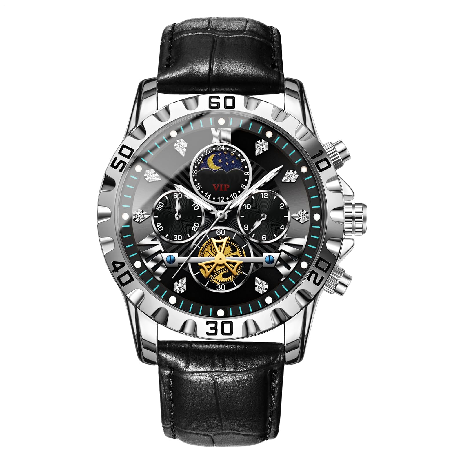 Montre étanche homme avec affichage classique et bracelet noir - 8