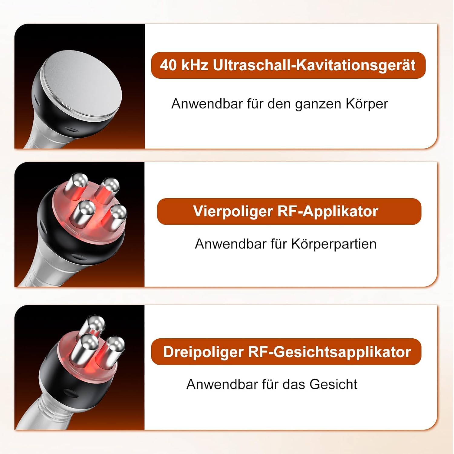 Cozion 40K 3-in-1 RF & Kavitation Massagegerät für Körper und Gesicht