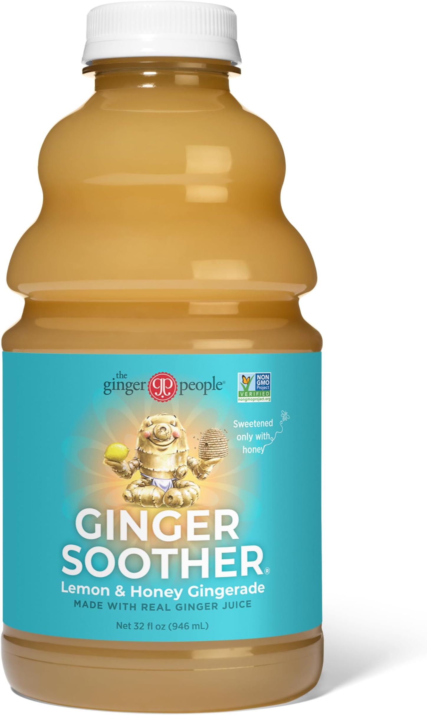 Ginger Soother Lemon & Honey Gingerade โ Digestive Support, Sweetened only with Honey, Real Ingredients, Enjoy Hot or Cold - 32 Fl Oz Bottle (Pack of 1)