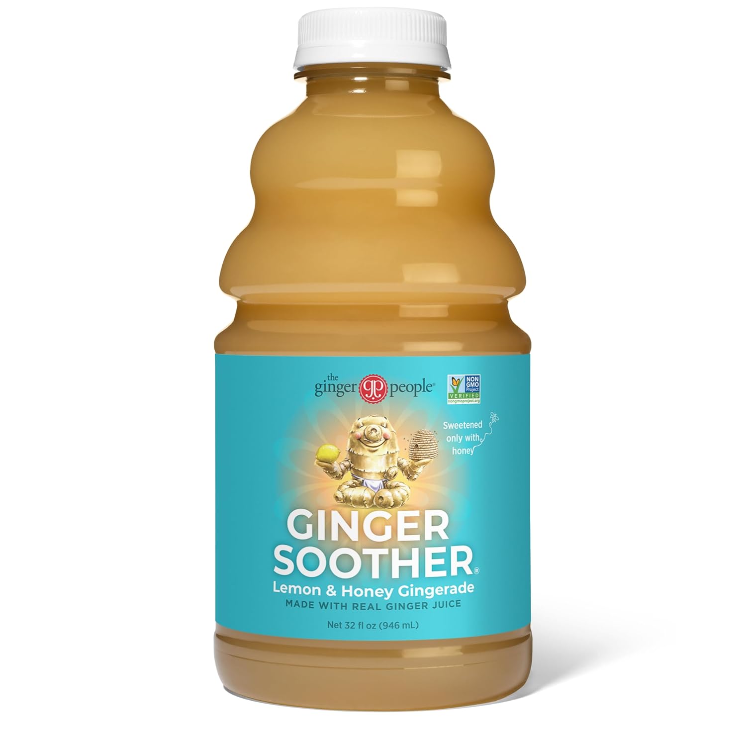 Ginger Soother Lemon & Honey Gingerade – Digestive Support, Sweetened only with Honey, Real Ingredients, Enjoy Hot or Cold – 32 Fl Oz Bottle (Pack of 1)