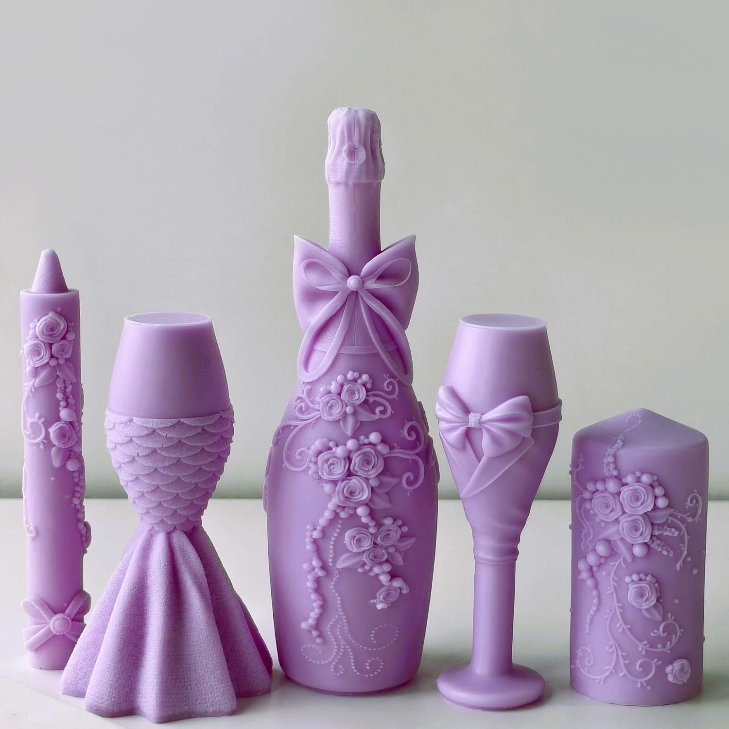 XMOX Champagne Cup Shape Silicone Molds, Wedding Theme Candle Mold, Elegant Party Resin Molds for Soap Epoxy Plaster Wax, DIY Wedding Decor Craft Making Gifts