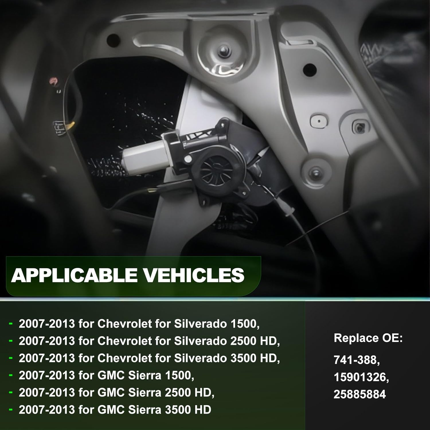 SCITOO 741-388 15901326 25885884 Rear Driver Side Window Regulator W/Motor Compatible for Chevrolet Silverado 1500 2500 HD 3500 HD 2007-2013