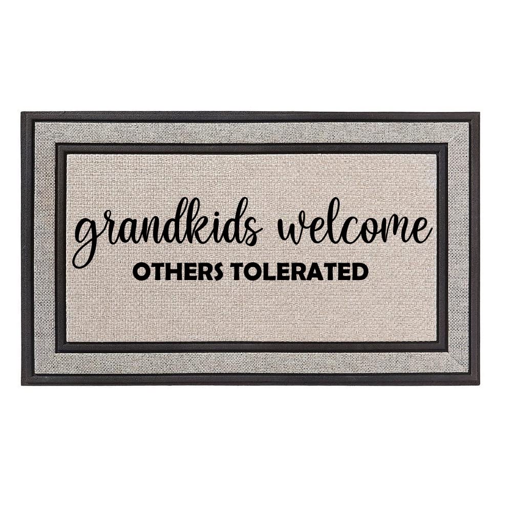 Daylor Outdoor Indoor Doormat 18" x 30" Gray/Beige/Black Rubber Backed Door Mat Grandkids Welcome Others Tolerated Funny Granparent Grandma Grandpa
