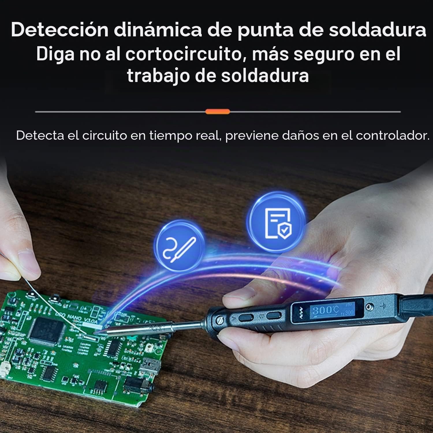 TS101 65W soldador eléctrico portátil inteligente Kit de soldador rápido de calor integrado DC 5525 Sensores de aceleración STM32, fuente de alimentación, cable de soldadura, soporte