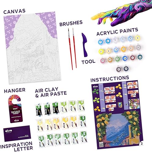 Miniatura 2 de OKTO Kit de arte Lemon Weekend  Arte y manualidades DIY pintura con modelado Cla  Kit Cla para pintar  Kits de pintura para adultos para decoración