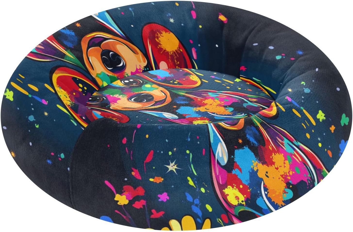 Sweet Dachshund Dripping Paint Pet Cat Bed Warm & Cozy Dog Pillow Bed for Medium Size Pets Sleeping S