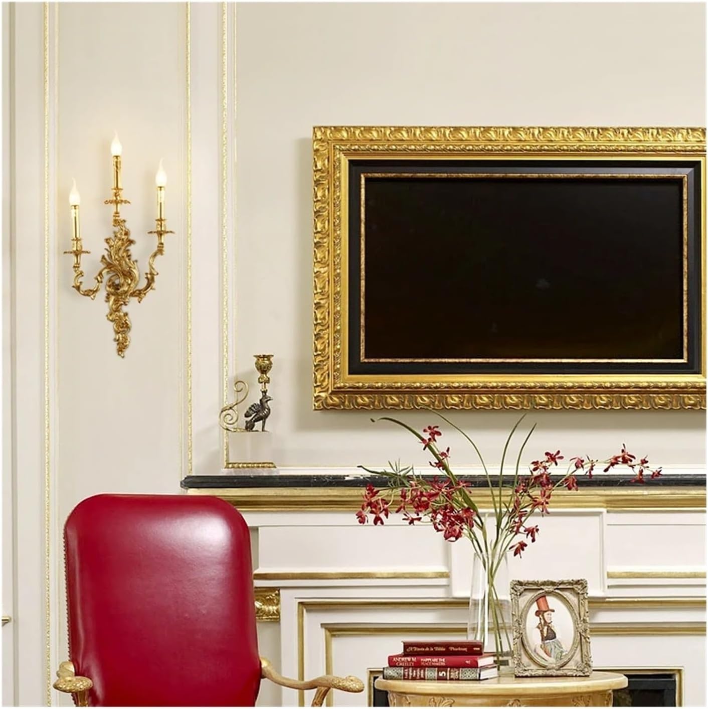 HPTHLY Lighting Fixtures French Classical Retro Wall Lamps Luxury Royal Antique Brass Copper Lamps, Chandelier Light Fixture