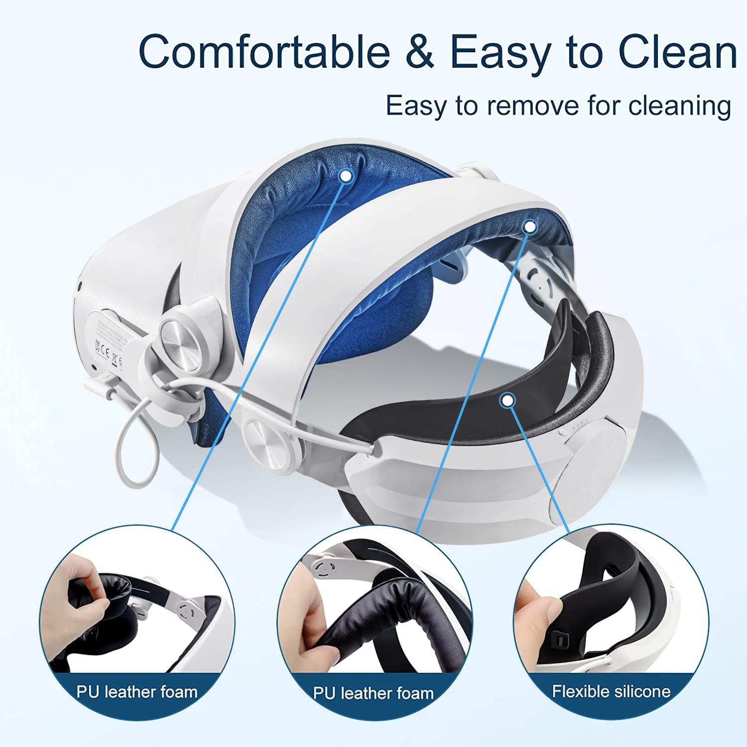 8VR Head Strap with Battery for Oculus Quest 2, Adjustable Elite Strap with 6400mAh Battery Pack for Enhanced Comfort and Playtime in VR, Fast Charging and Counter Balance Quest 2 Accessories
