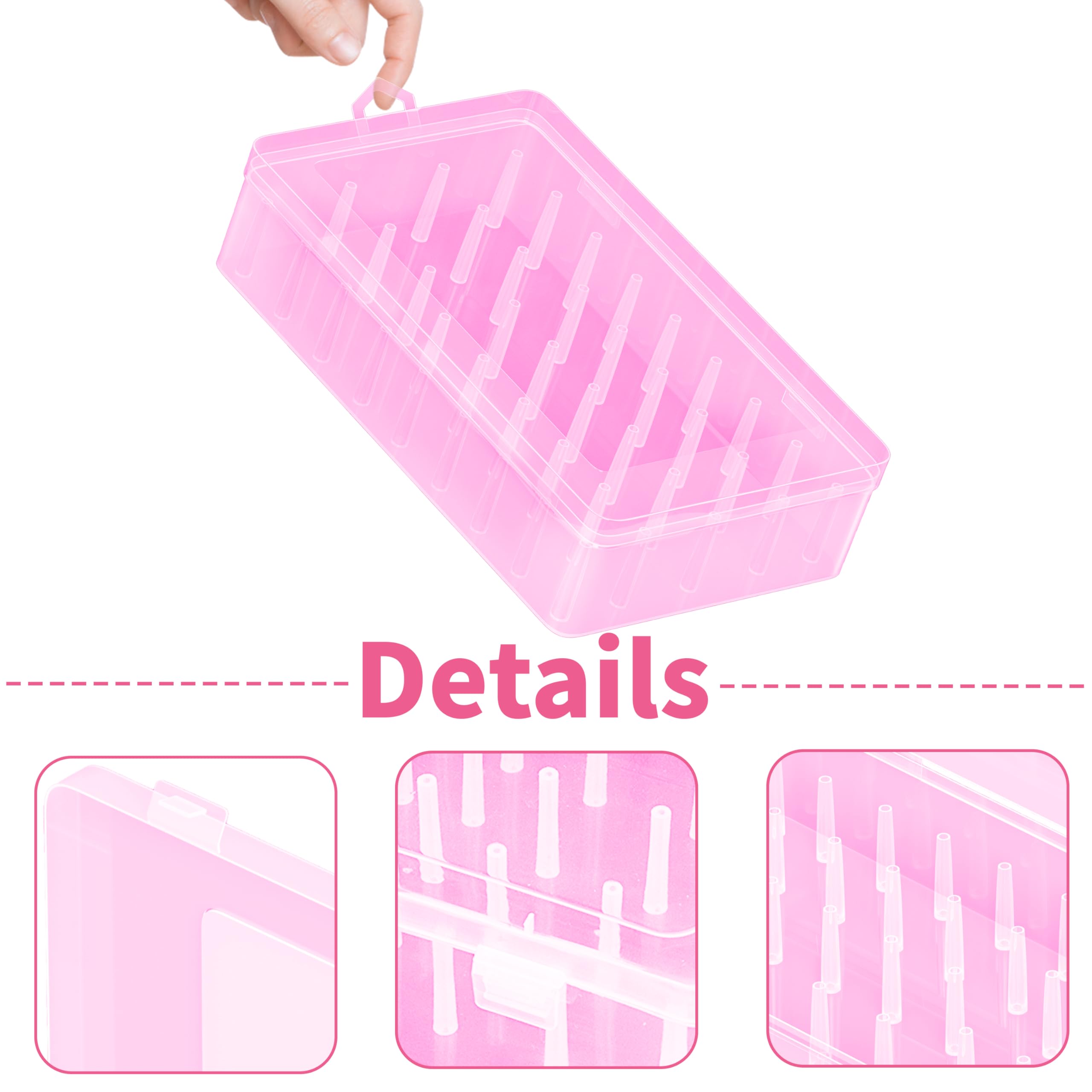 Boîte De Rangement Pour Bobines De Fil à Broder - Capacité 42 Bobines, En Plastique PP Rose - Idéale Pour Couture DIY - 7