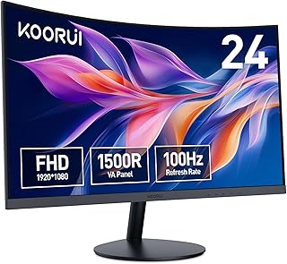 KOORUI Monitor Curvo Full HD VA 100 Hz de 23,6 polegadas (1920 x 1080, 3000:1, 3 ms, Curvatura 1500R, Antirreflexo, Eye Ease, Inclinação, HDMI, VGA)