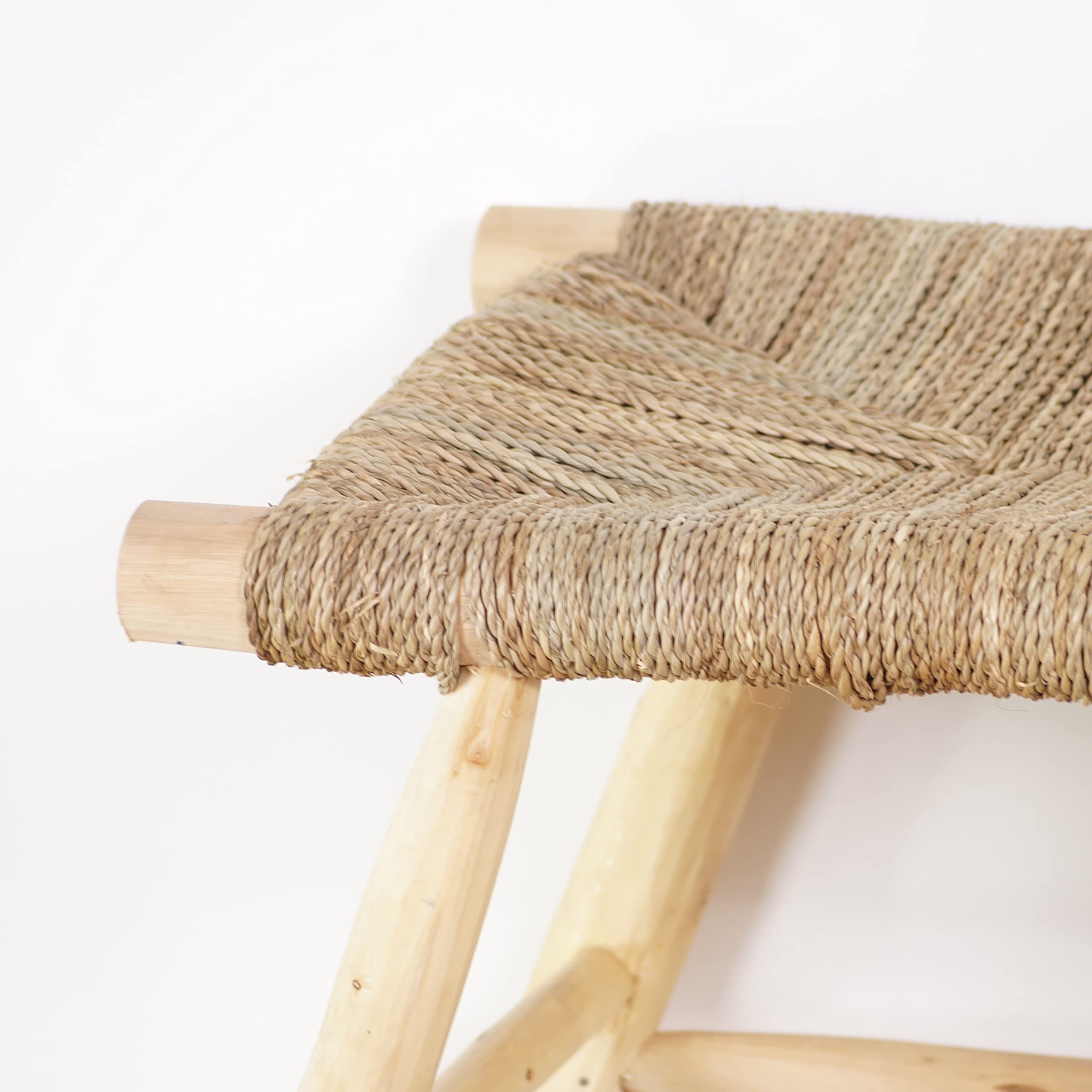 Banc en Bois Massif d'intérieur, Banquette Ethnique Naturelle, Fait Main | Bohème Chic 100cm
