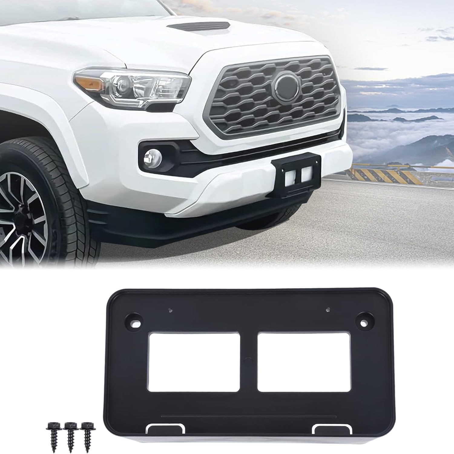 Car Front License Plate Frame Bracket Compatible with Toyota Tacoma 2016-2023 Front License Plate Tag Holder Mounting Mount Adapter Bumper Bracket Frame Trim Cover Tag Holder Replacement Accessories