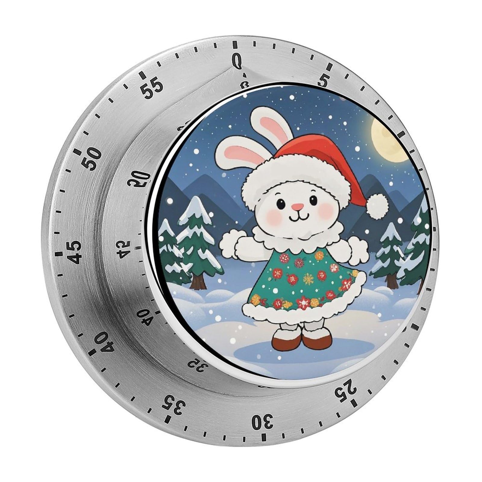 Christmas Bunny Printed Waterproof Christmas Timer with Loud Alarm Outdoor Timer for Cooking Exercise Baking