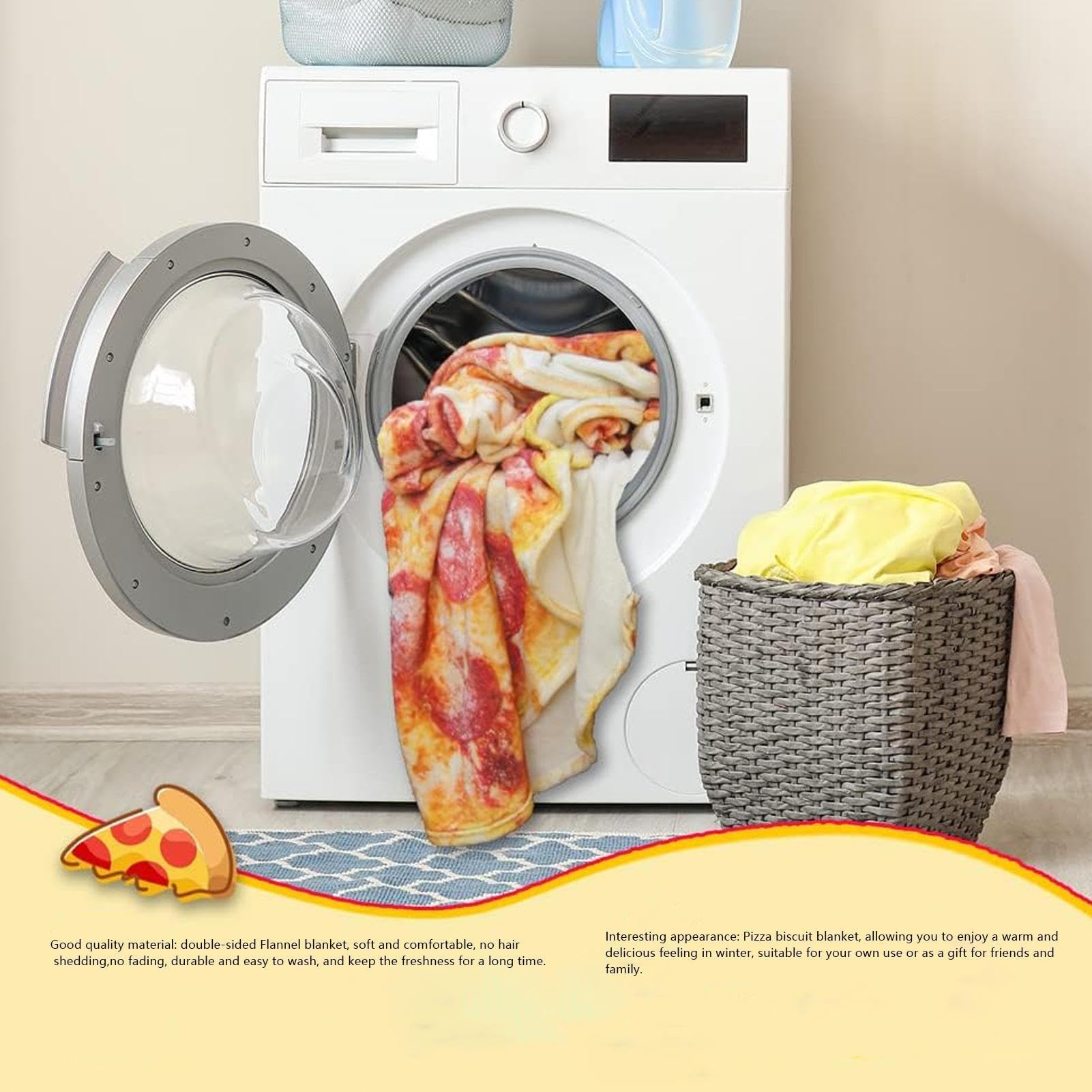 Lustige Pizza-Decke 2.0 - Doppelseitig, Flauschig Weich, 285 G/m² Flanell, Für Kinder & Erwachsene