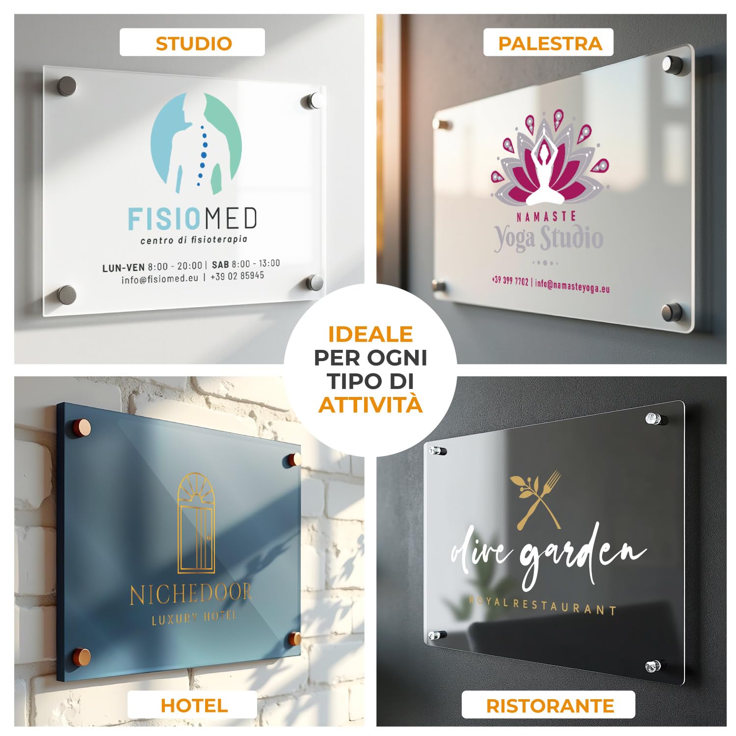LASERO' Targa Personalizzata in Plexiglass 15x20cm- Targa Personalizzata da Esterno per Studio, Attività, Ristorazione, Hotellerie, Casa Vacanze, Cin con Logo Personalizzato