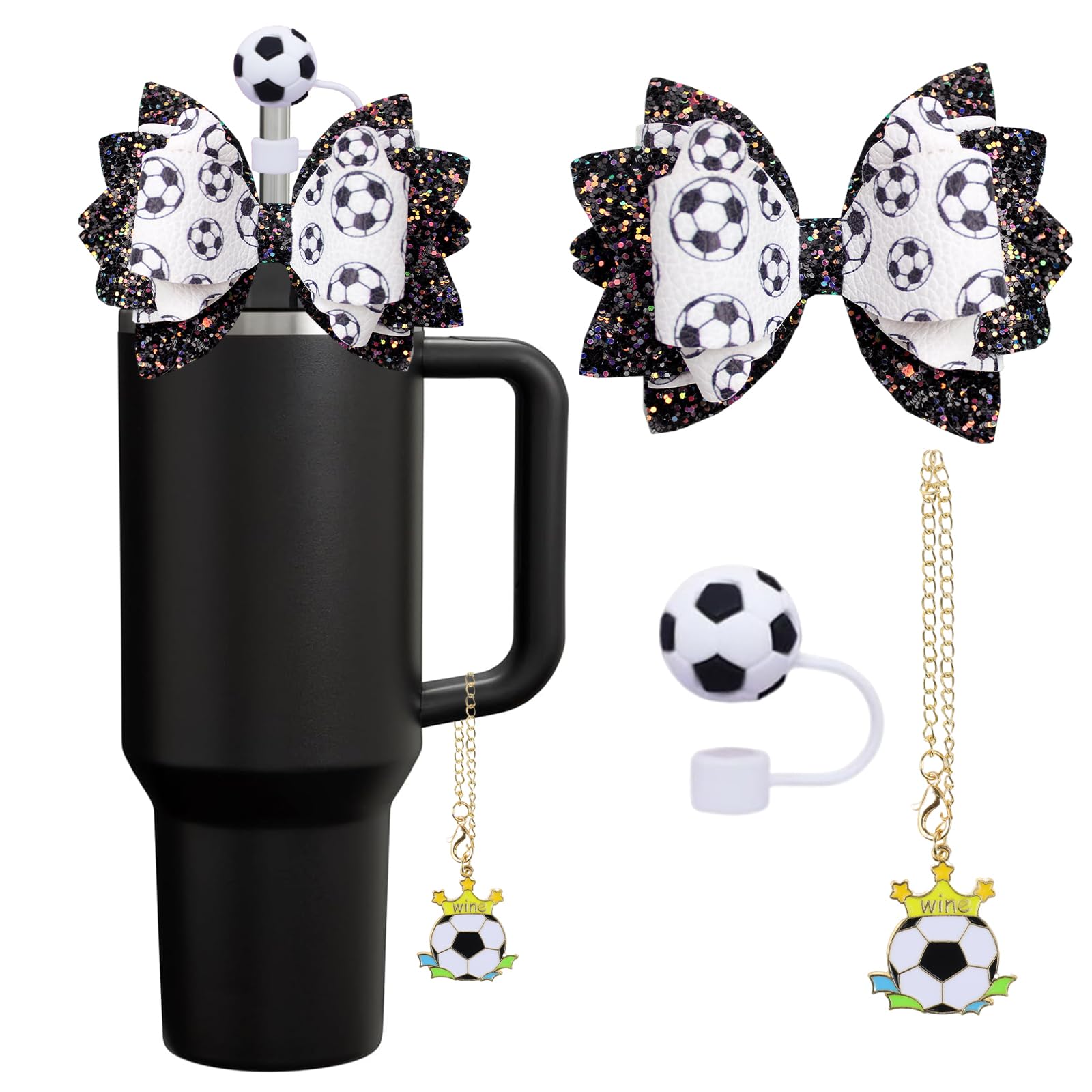Accessoires tasse Stanley anti-poussière avec bouchon paille et breloque