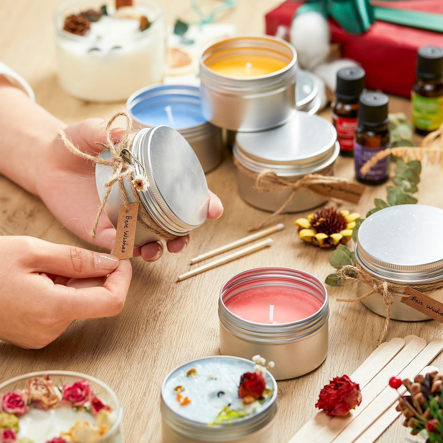 Shuttle Art Kerzen Selber Machen Set, DIY Kerzenherstellung Set mit 1,36kg Sojawachs, Schmelztopf, Duftöl, Dochten, Kerzendosen, Farbstoffen, Kerzen ziehen, Candle Making Kit, Duftkerzen Selber Machen